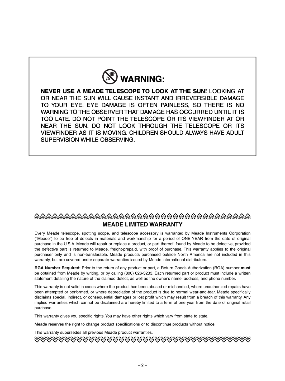 Meade 70AZ-ADR instruction manual Meade Limited Warranty 