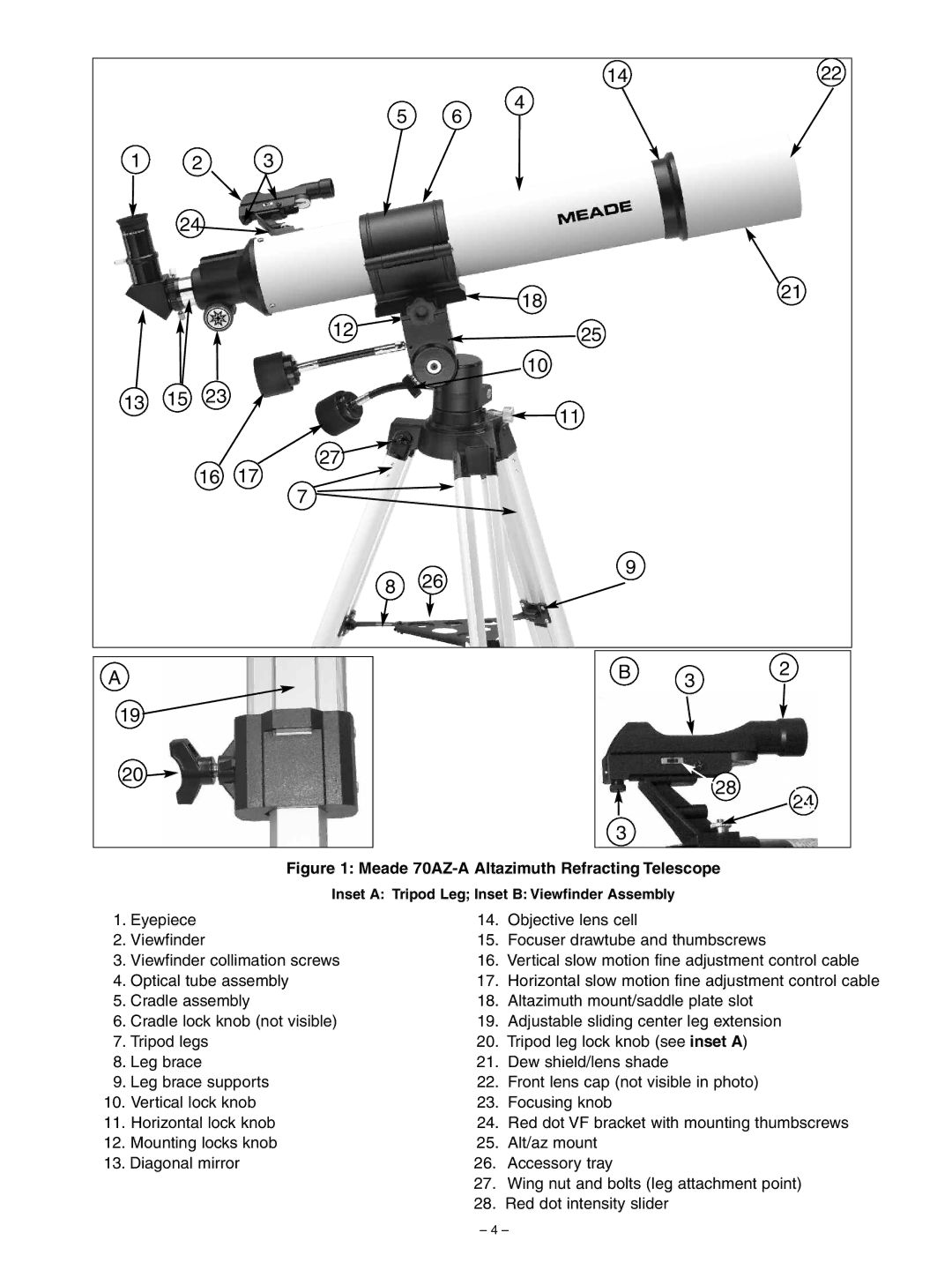 Meade 70AZ-ADR instruction manual 1422 1821 13 15 27 16 