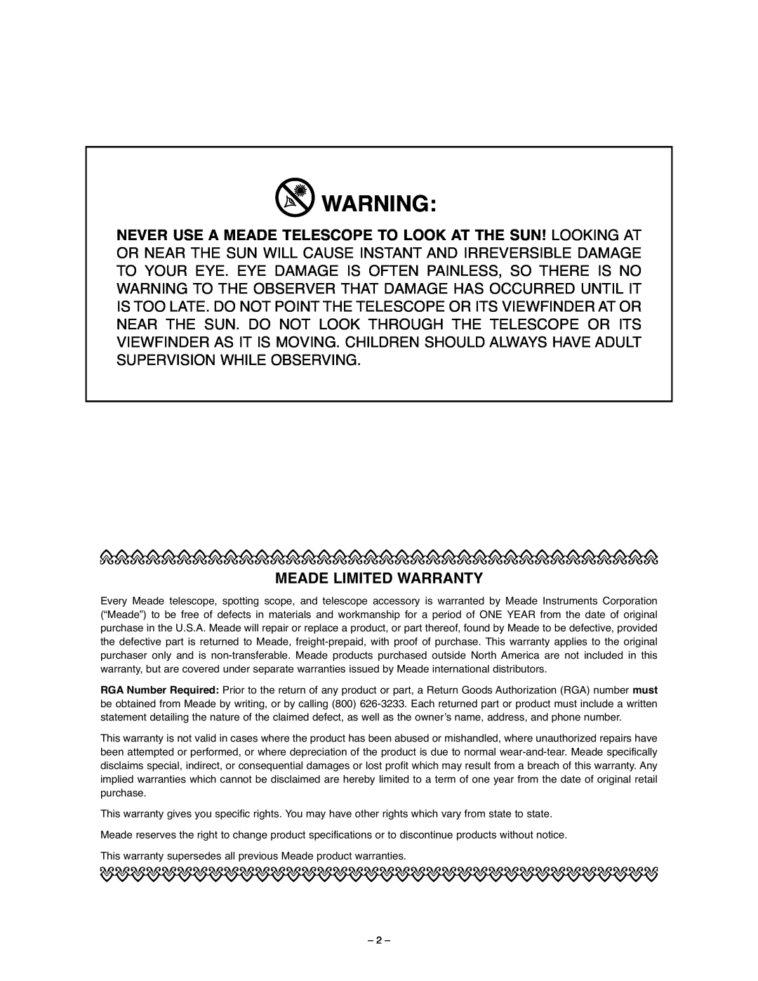 Meade 70AZ-ADS instruction manual Meade Limited Warranty 
