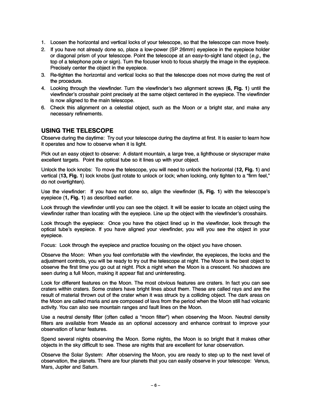 Meade 70AZ-ADS instruction manual Using The Telescope 