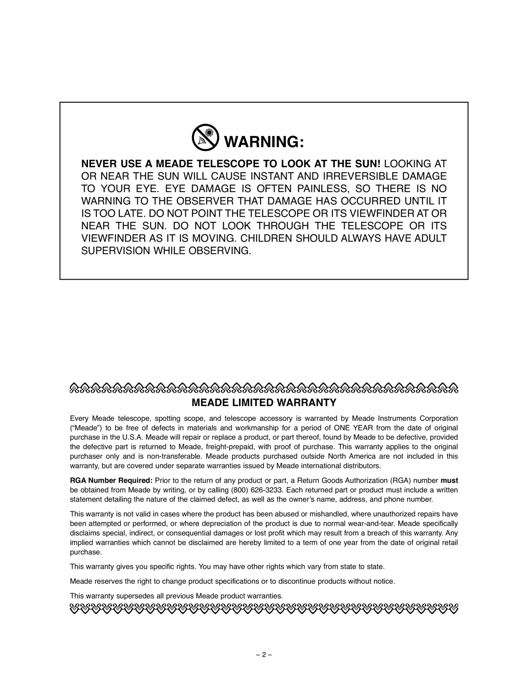 Meade 70AZ-ADS instruction manual Meade Limited Warranty 