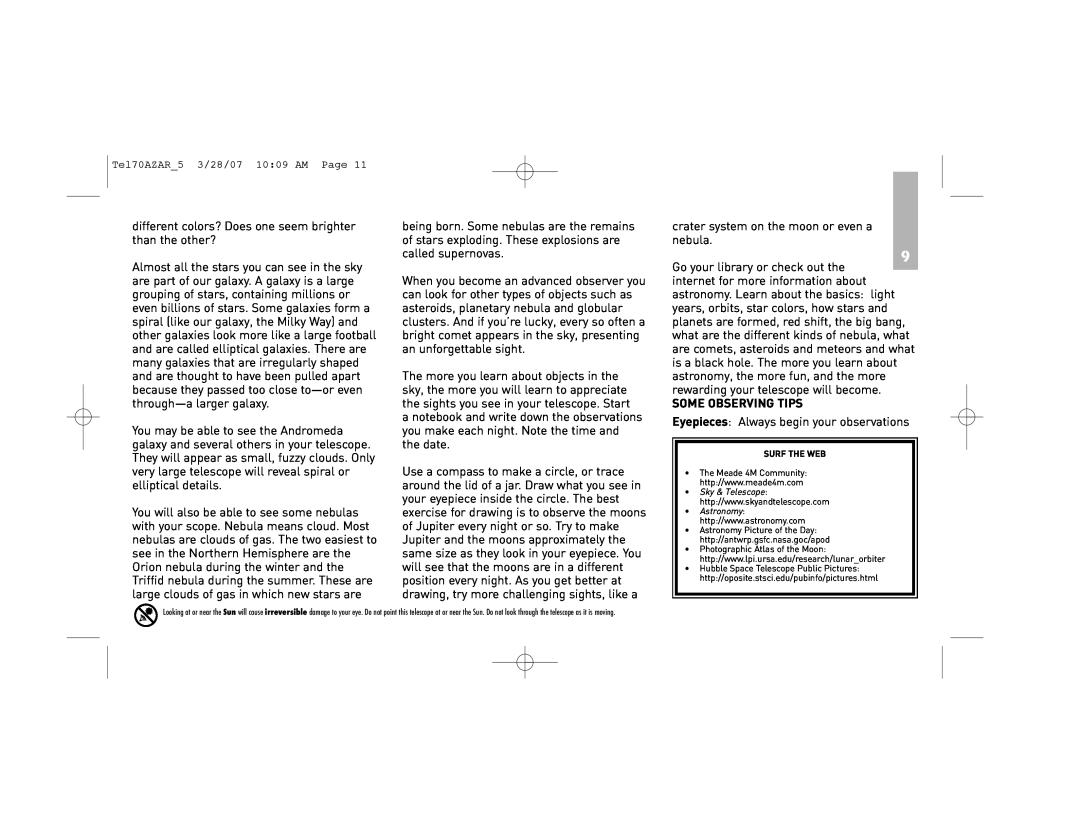 Meade 70AZ-AR instruction manual Some Observing Tips 