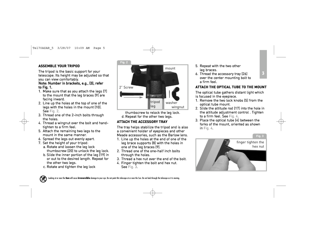 Meade 70AZ-AR instruction manual Assemble Your Tripod, Attach The Accessory Tray, Attach The Optical Tube To The Mount 