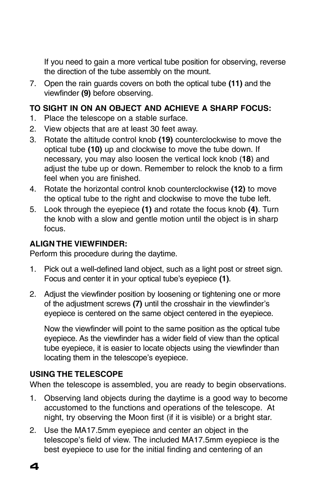 Meade 70AZ-TR To Sight in on AN Object and Achieve a Sharp Focus, Align the Viewfinder, Using the Telescope 