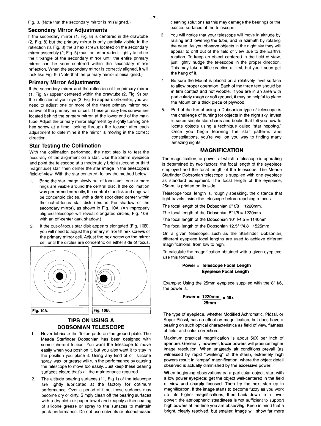 Meade 6, 8, 10 & 12.5 Starfinder manual 