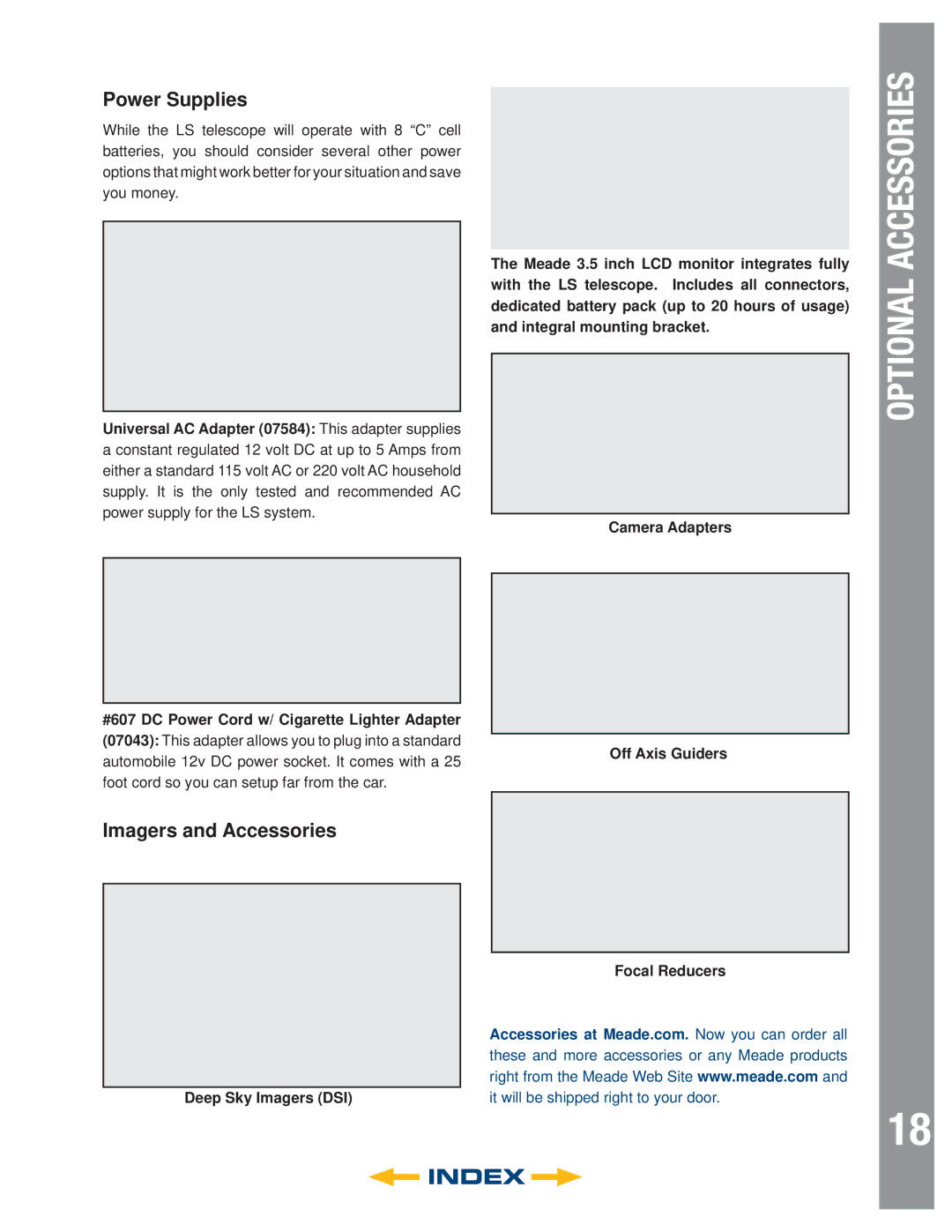 Meade 6" LS-6 SC, 8" LS-8 SC, 8" LS-8 ACF Power Supplies, Imagers and Accessories, Focal Reducers, Deep Sky Imagers DSI 