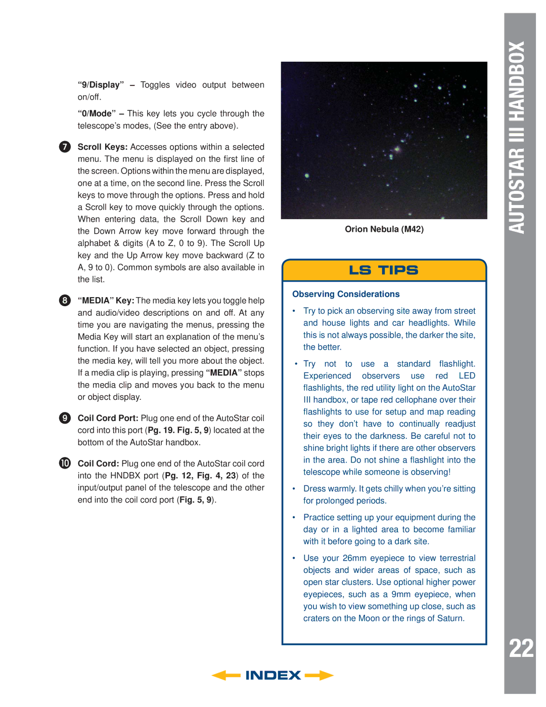 Meade 6" LS-6 SC, 8" LS-8 SC, 8" LS-8 ACF, 6" LS-6 ACF instruction manual Orion Nebula M42, Observing Considerations 