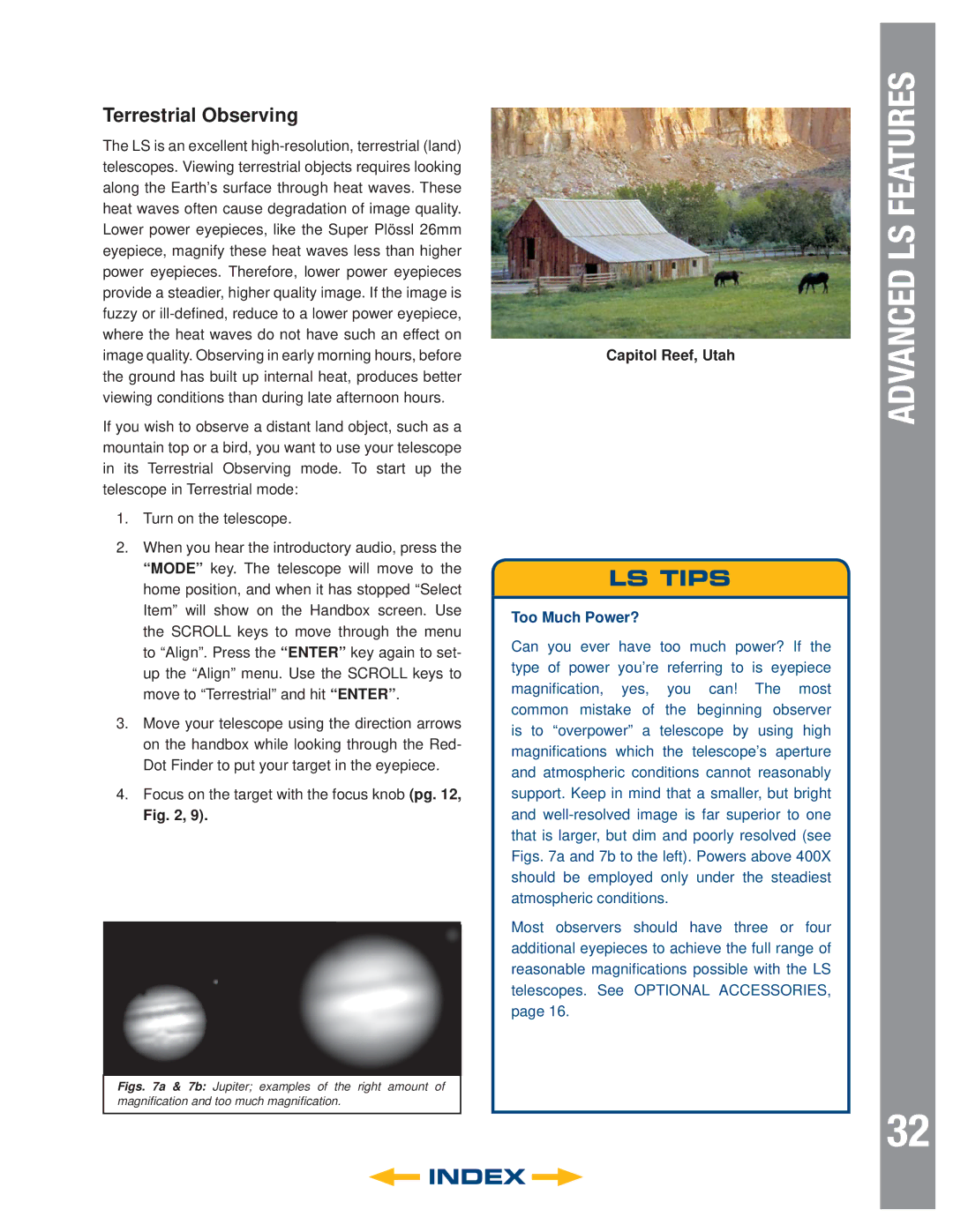 Meade 8" LS-8 SC, 8" LS-8 ACF, 6" LS-6 SC, 6" LS-6 ACF instruction manual Terrestrial Observing, Capitol Reef, Utah 