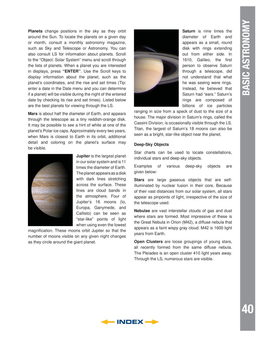 Meade 8" LS-8 SC, 8" LS-8 ACF, 6" LS-6 SC, 6" LS-6 ACF instruction manual Deep-Sky Objects 