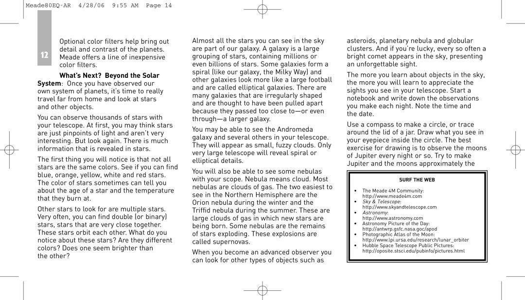 Meade 80EQ-AR instruction manual Sky 