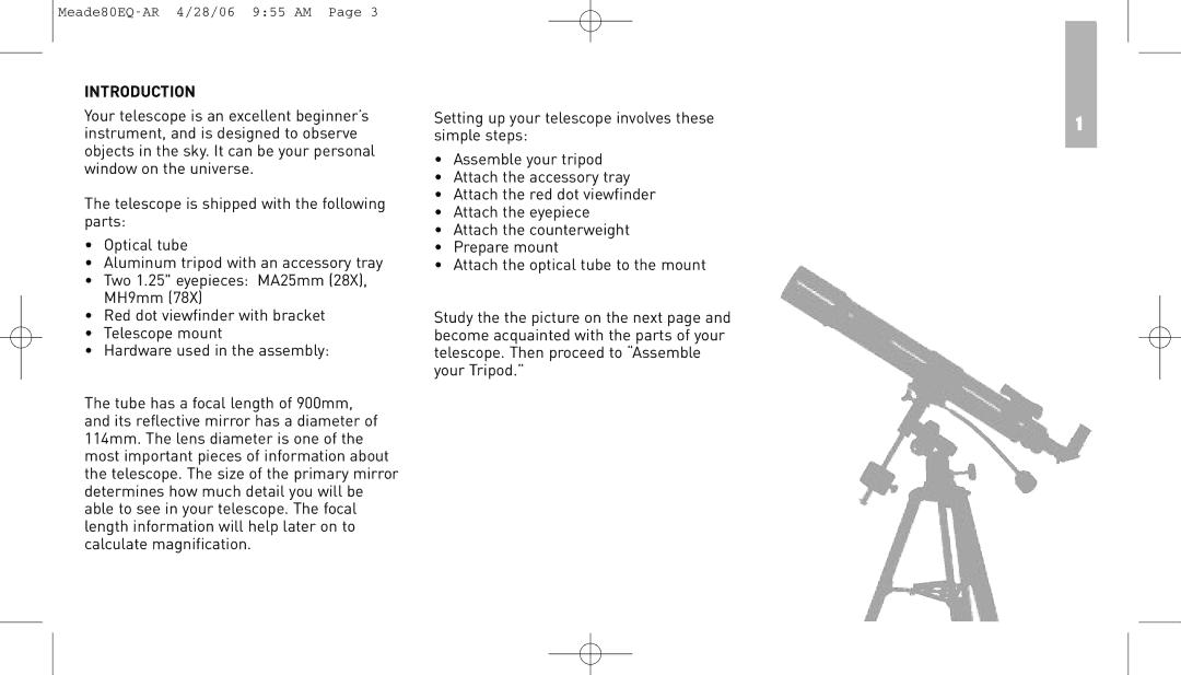 Meade instruction manual Meade80EQ-AR 4/28/06 955 AM 