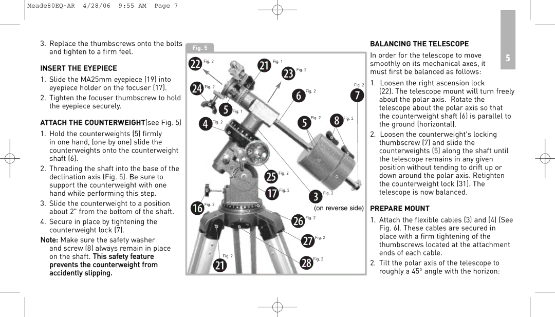 Meade 80EQ-AR instruction manual On reverse side 