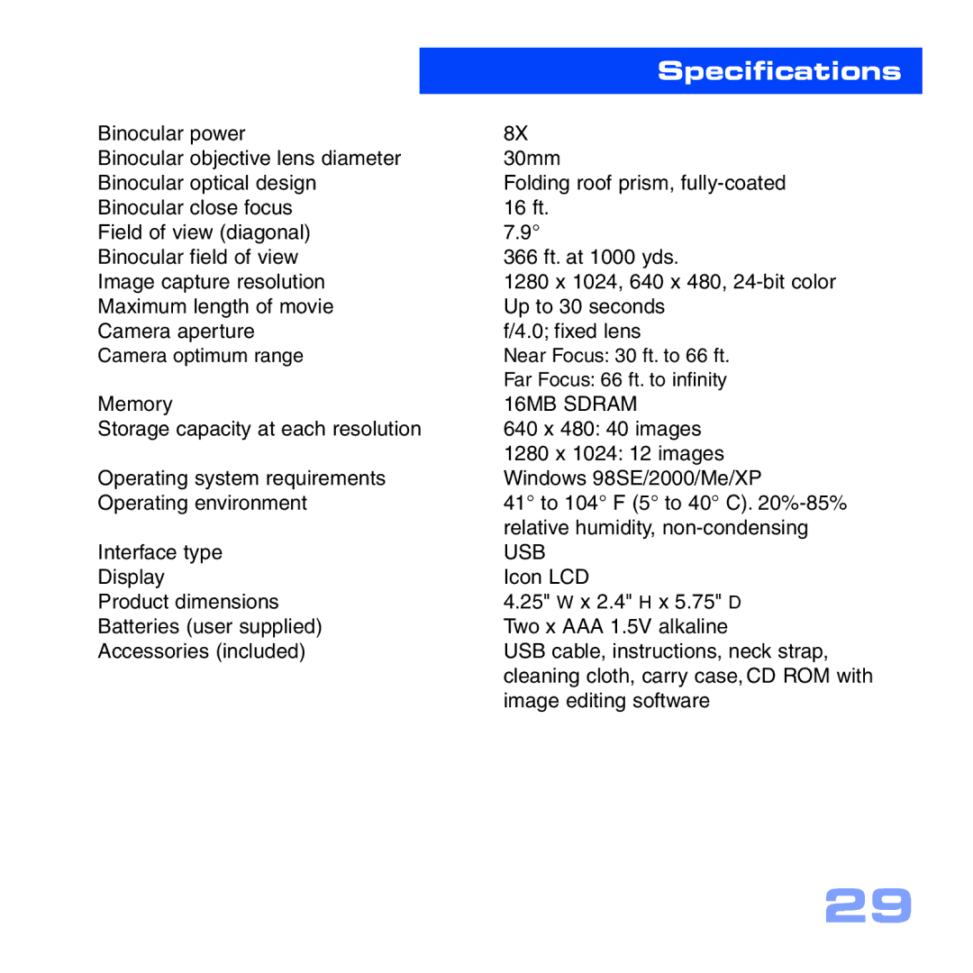 Meade CV-2 manual Specifications 