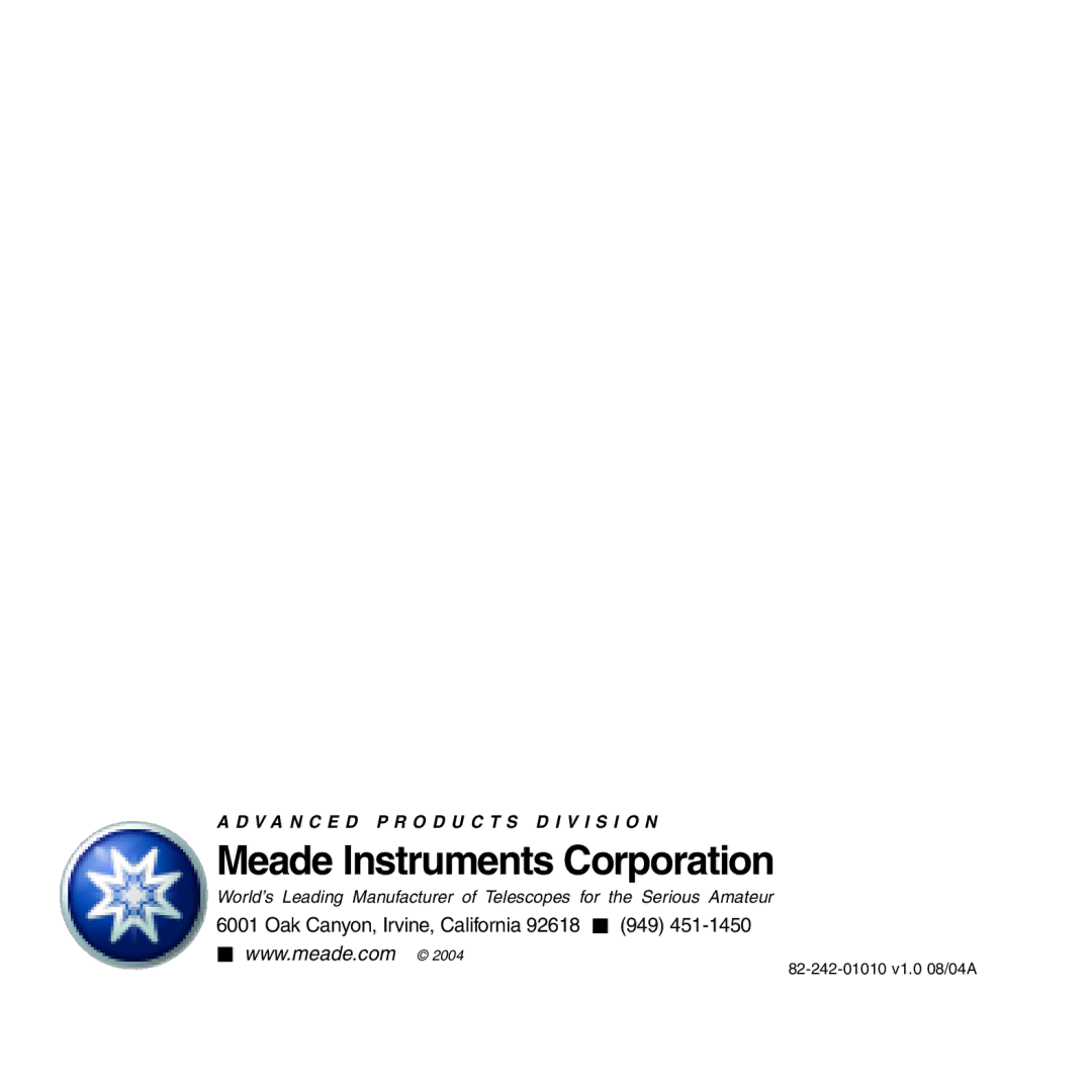 Meade CV-2 manual Meade Instruments Corporation 