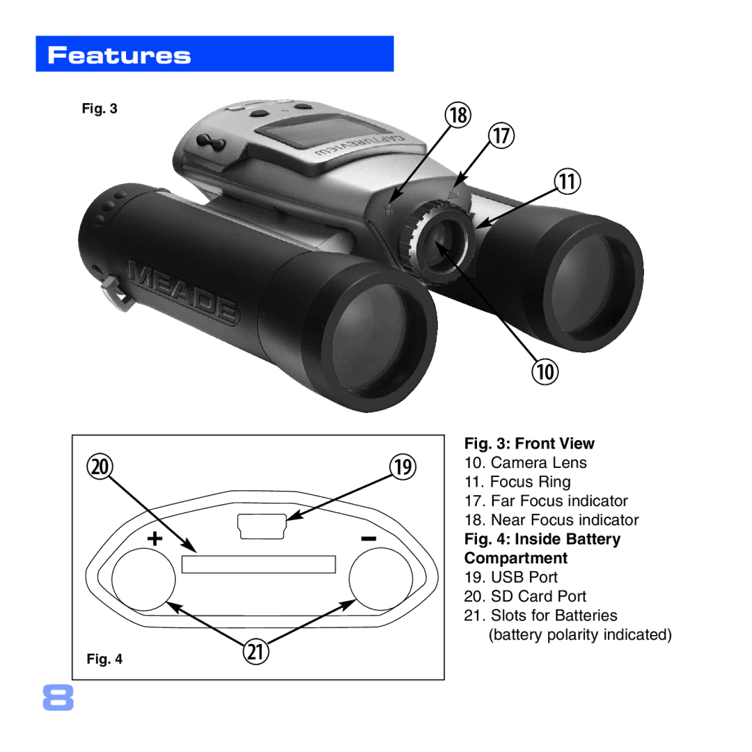 Meade CV-4 8 x 30 manual Front View 