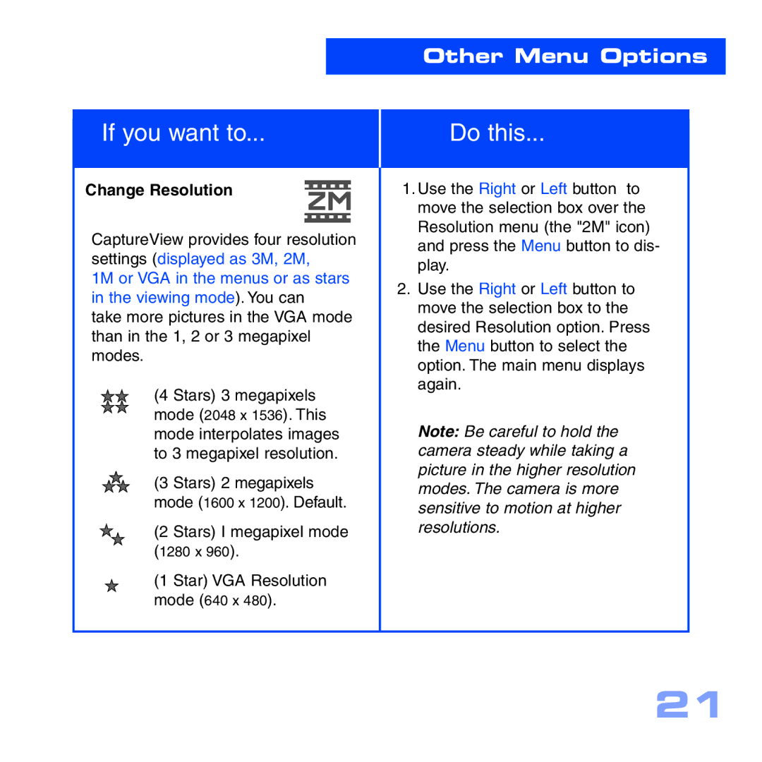 Meade CV-5 manual Change Resolution 