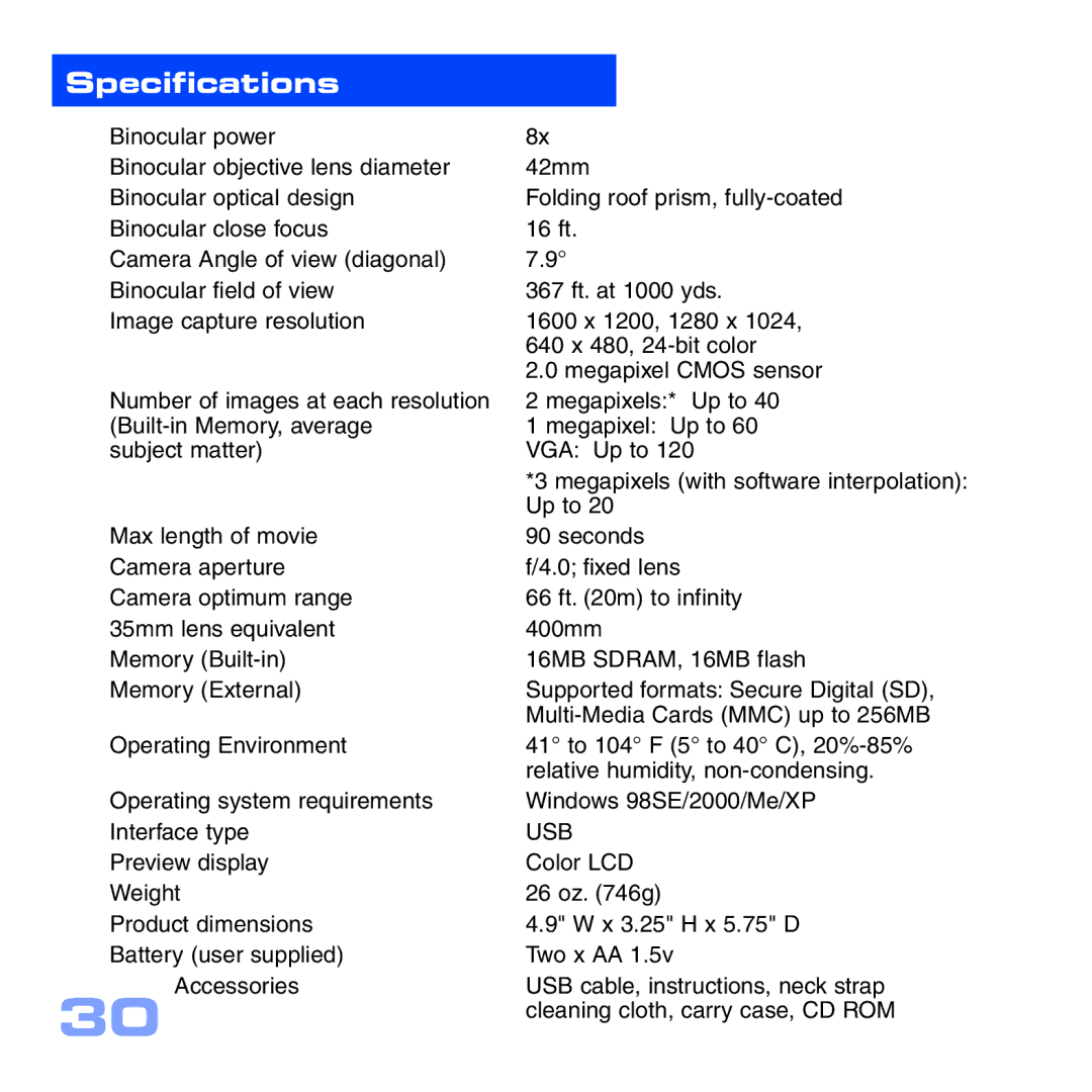 Meade CV-5 manual Specifications 