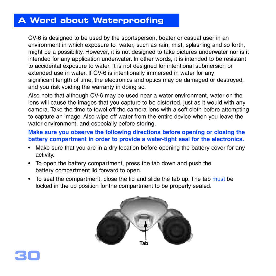 Meade CV-6 manual Word about Waterproofing 