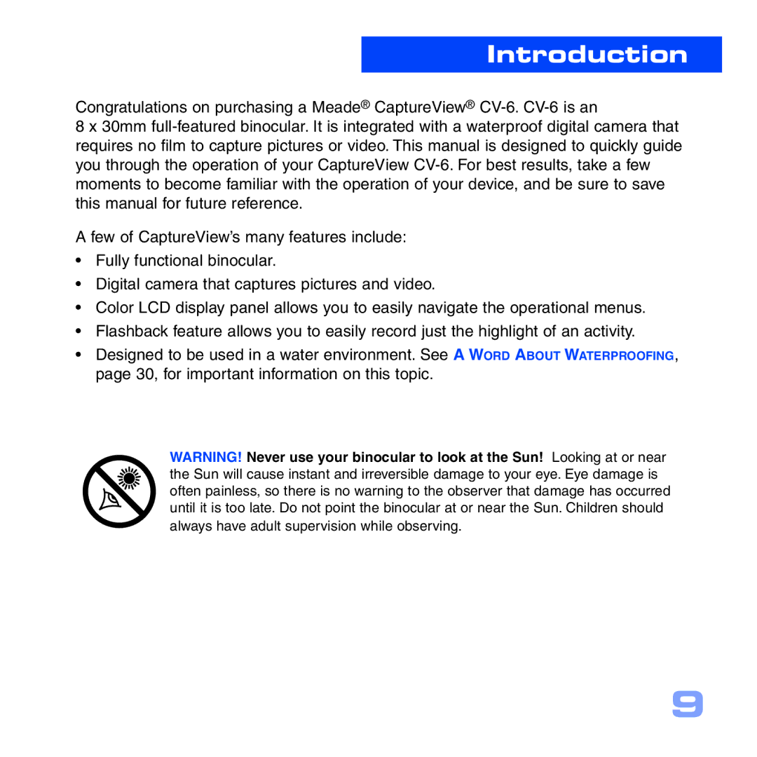 Meade CV-6 manual Introduction 