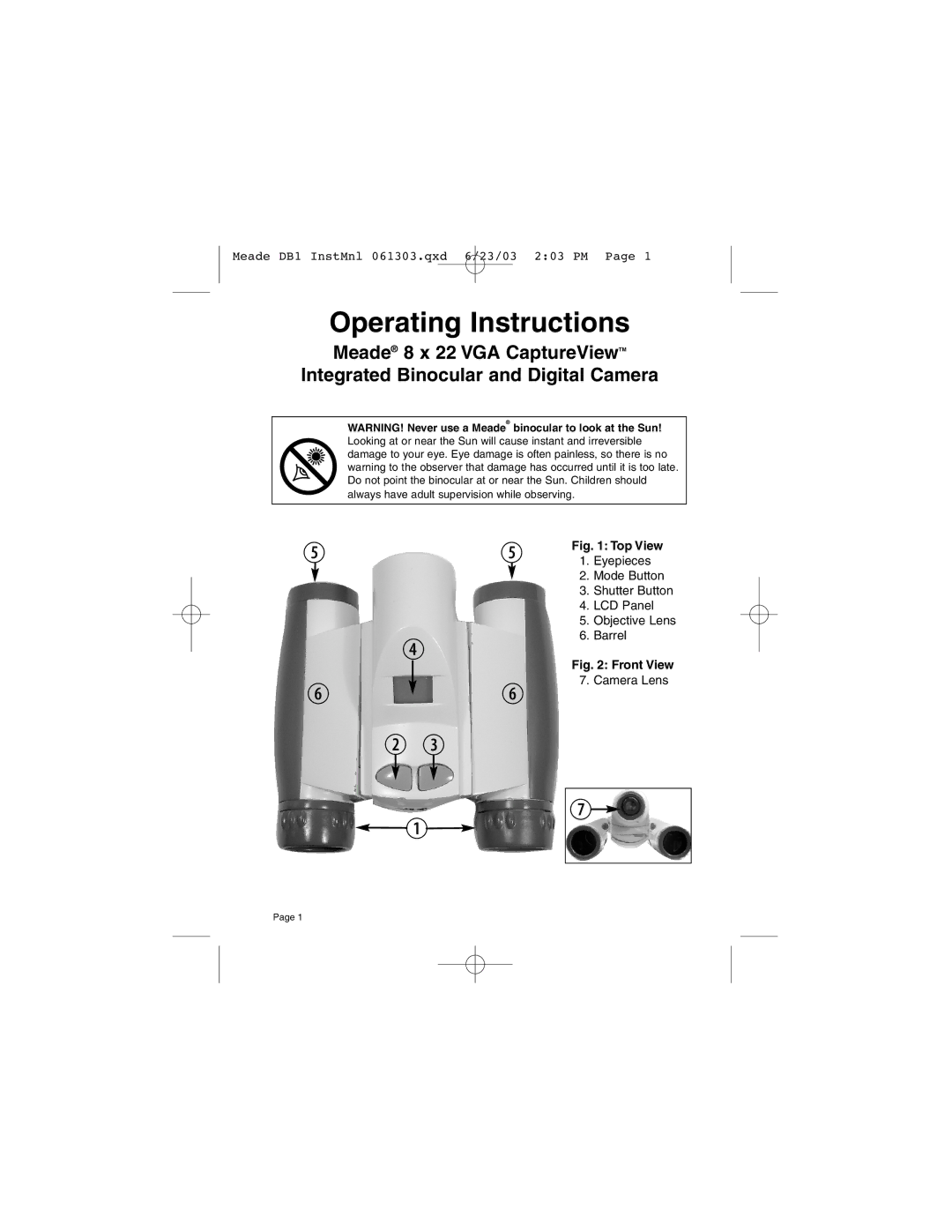 Meade DB1 operating instructions Operating Instructions 