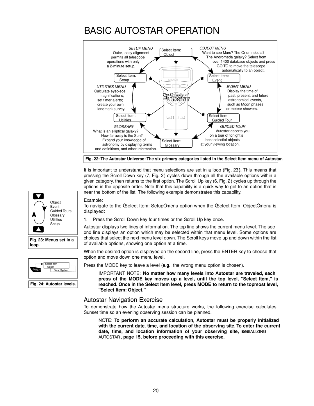 Meade DS-114AT instruction manual Basic Autostar Operation, Autostar Navigation Exercise 