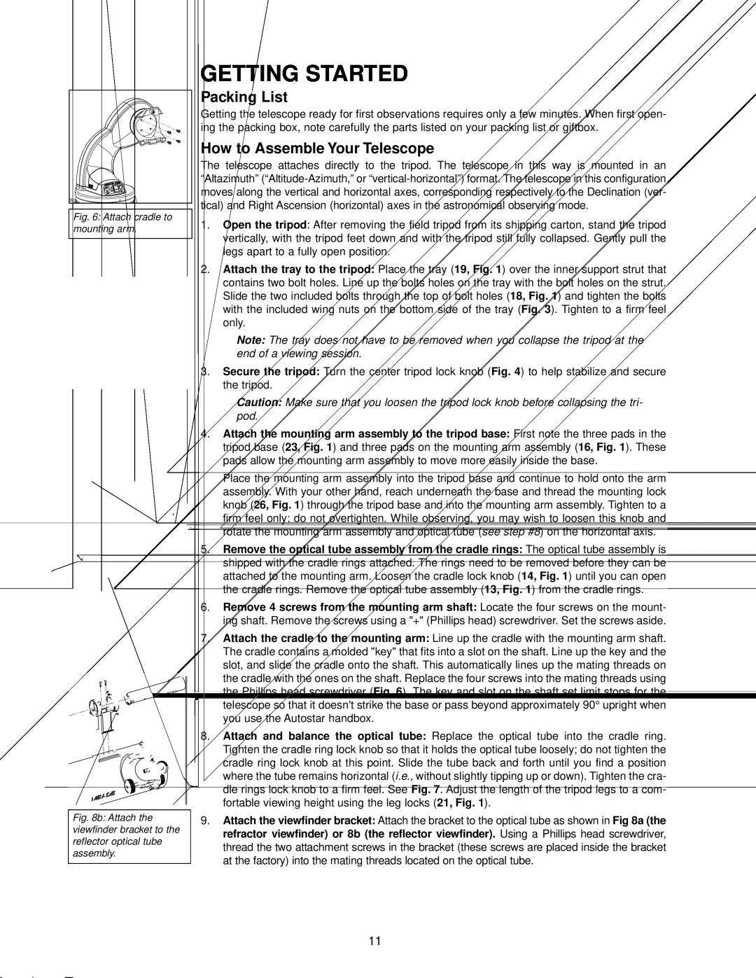 Meade DS-2000 instruction manual Getting Started, Packing List, How to Assemble Your Telescope 