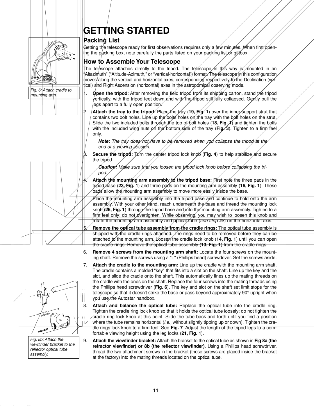 Meade DS-2000 instruction manual Getting Started, Packing List, How to Assemble Your Telescope 