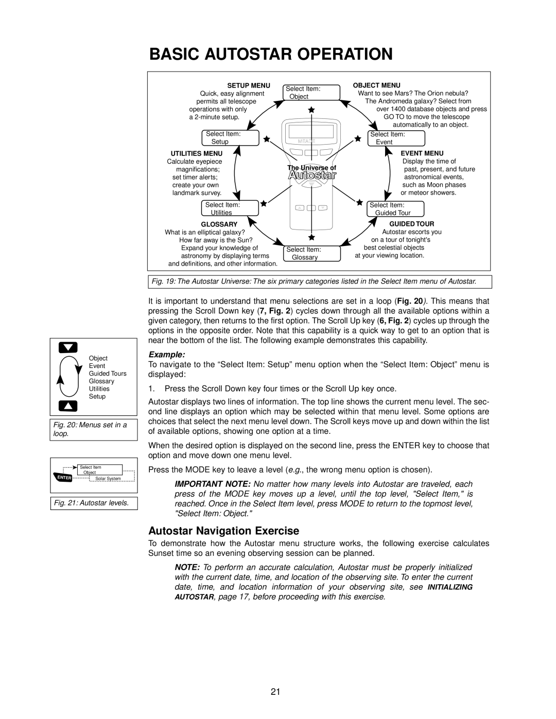 Meade DS-2000 instruction manual Basic Autostar Operation, Autostar Navigation Exercise 