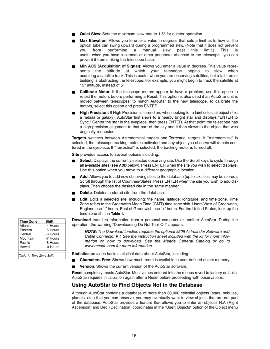 Meade DS-2090AT-TC, DS-2102AT-TC instruction manual Using AutoStar to Find Objects Not in the Database 