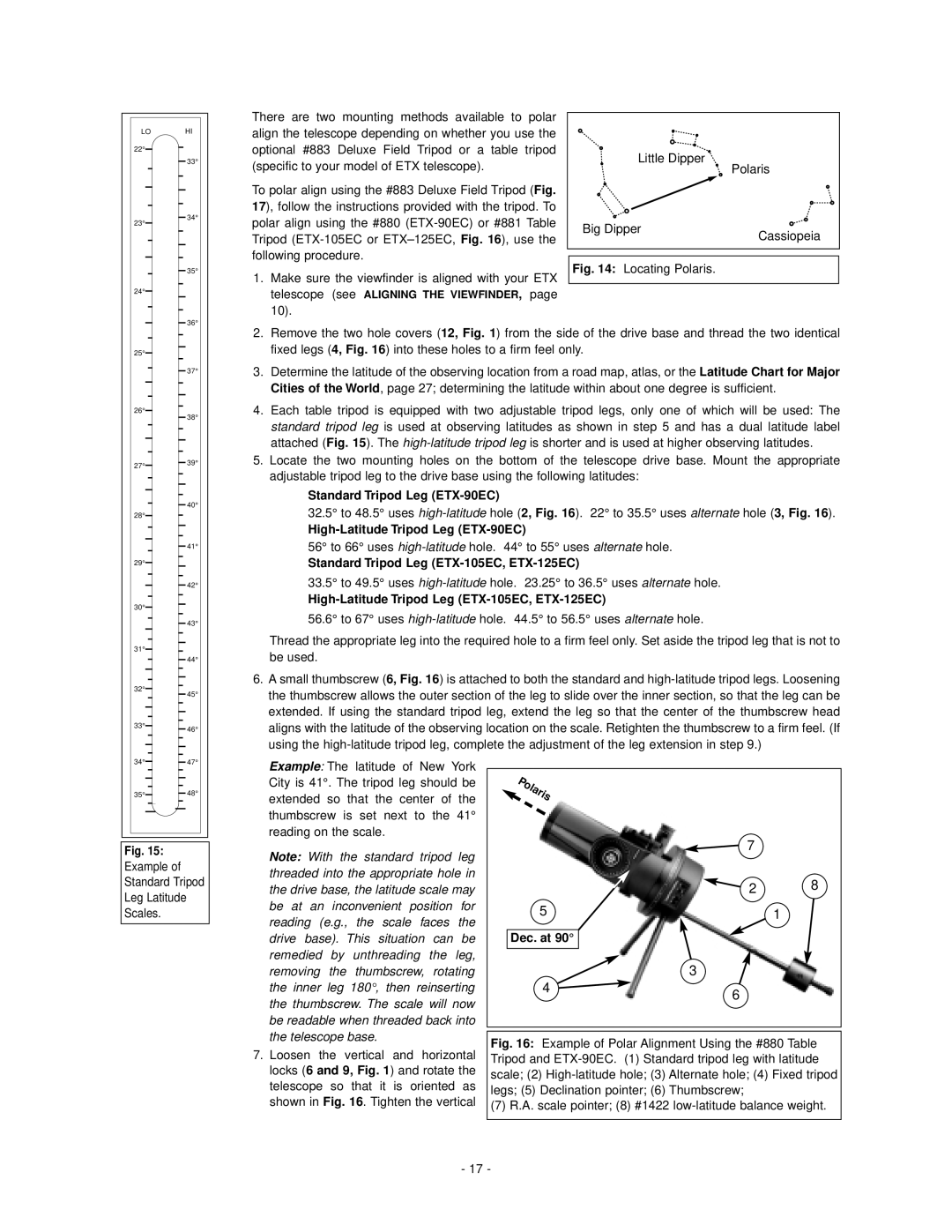 Meade Standard Tripod Leg ETX-90EC, High-Latitude Tripod Leg ETX-90EC, Standard Tripod Leg ETX-105EC, ETX-125EC 