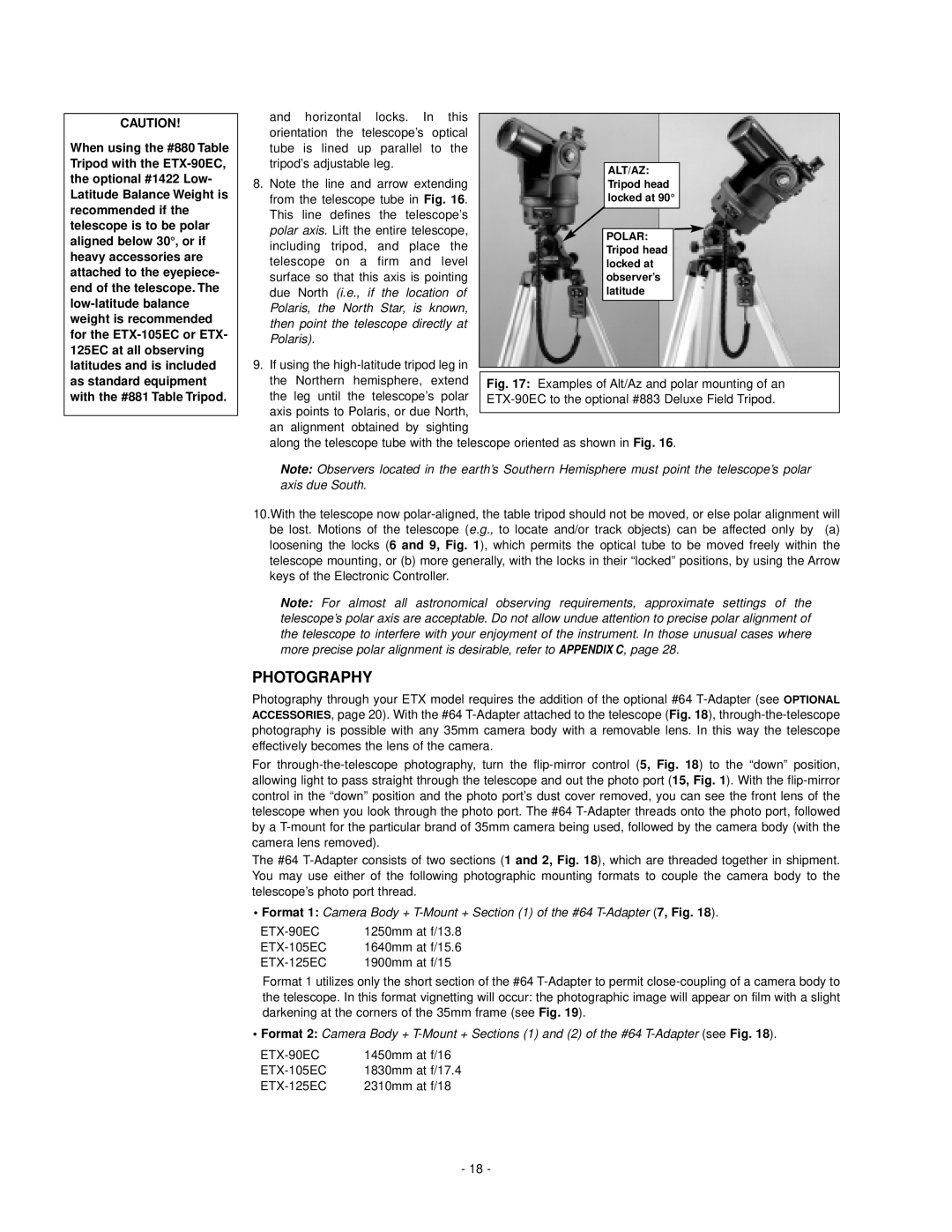 Meade ETX-125EC, ETX-105EC instruction manual Photography, ETX-90EC 