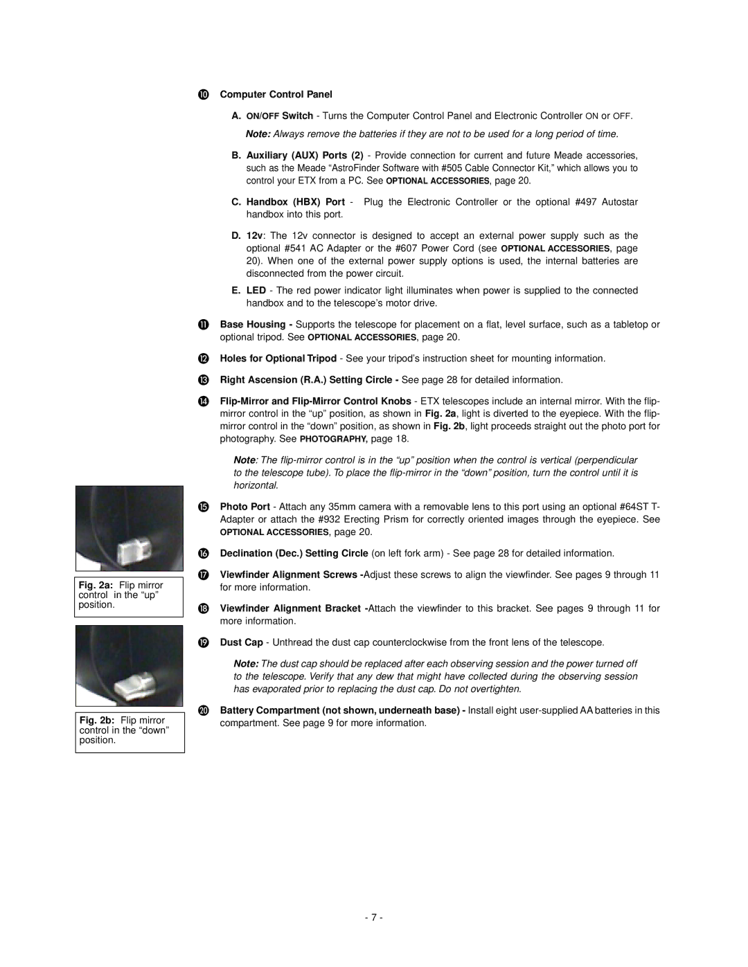 Meade ETX-105EC, ETX-125EC instruction manual Flip mirror control in the up position, Computer Control Panel 