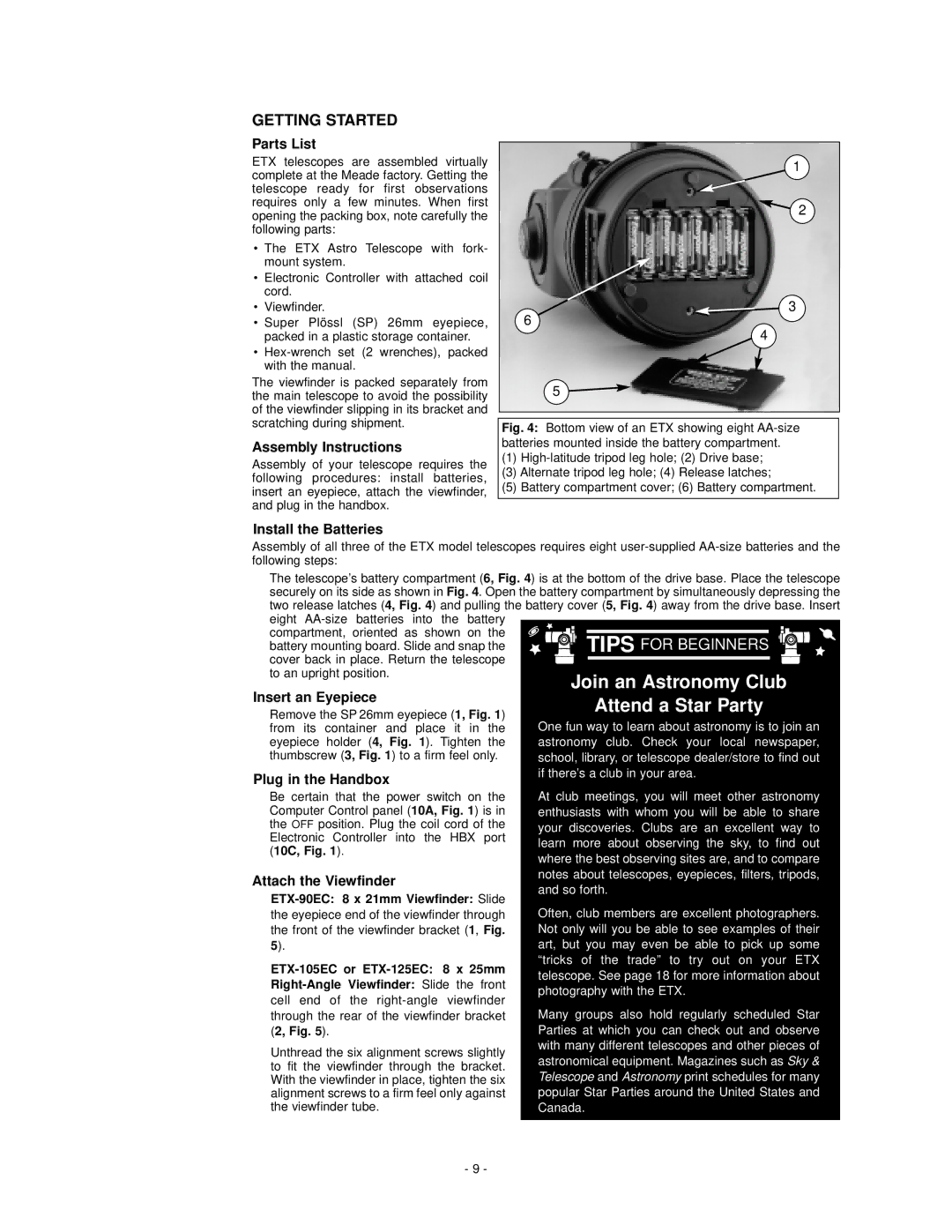 Meade ETX-105EC, ETX-125EC instruction manual Getting Started 