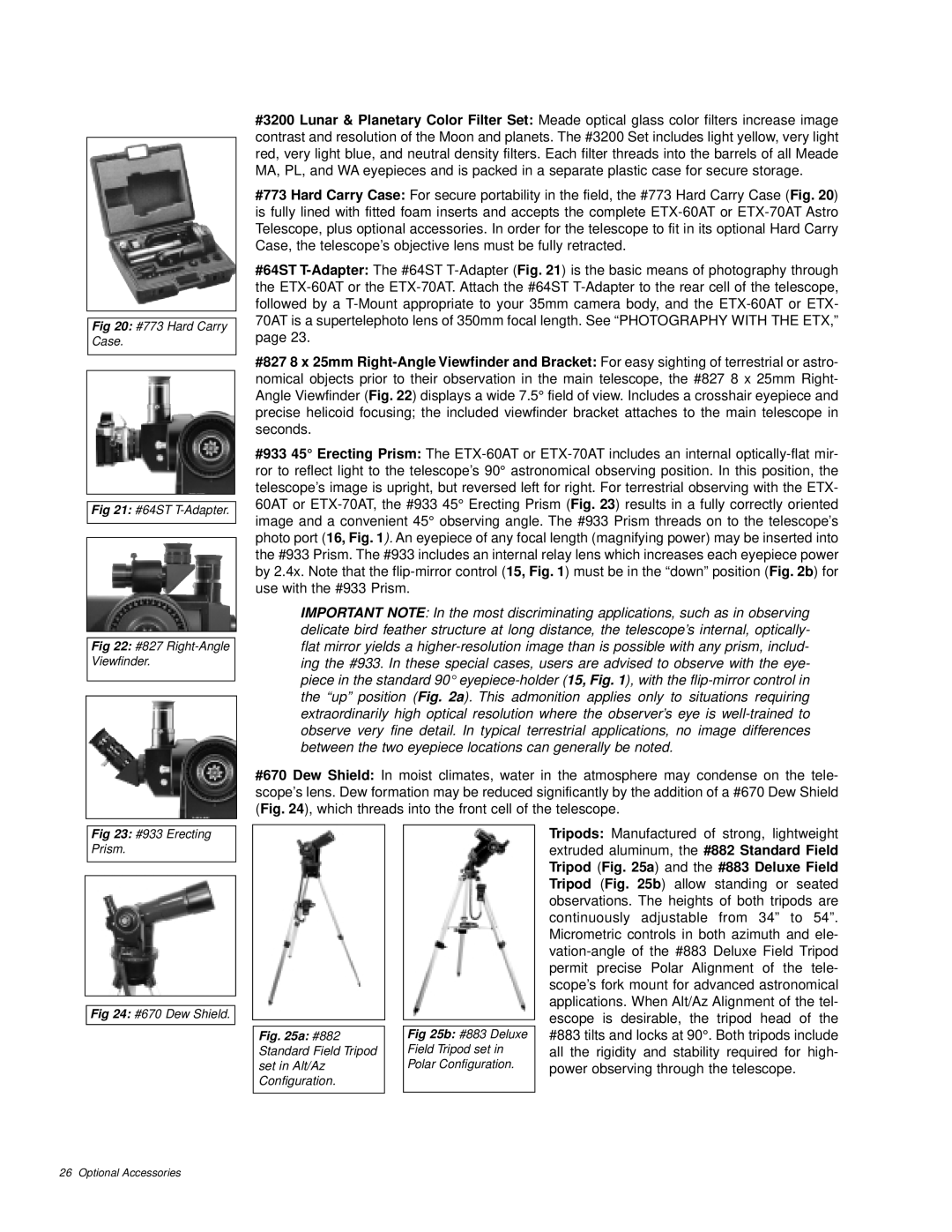 Meade ETX-60AT instruction manual #882 Standard Field Tripod set in Alt/Az Configuration 