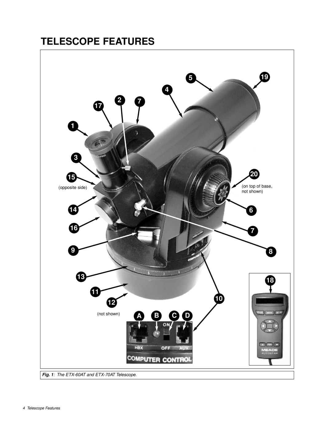 Meade instruction manual Telescope Features, ETX-60AT and ETX-70AT Telescope 