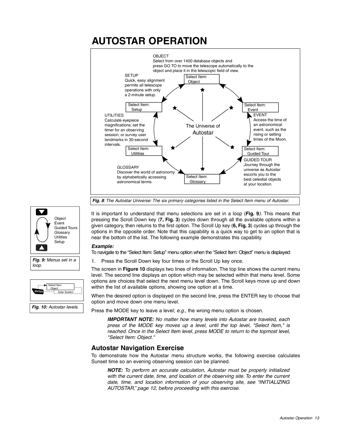 Meade ETX-70AT instruction manual Autostar Operation, Autostar Navigation Exercise 