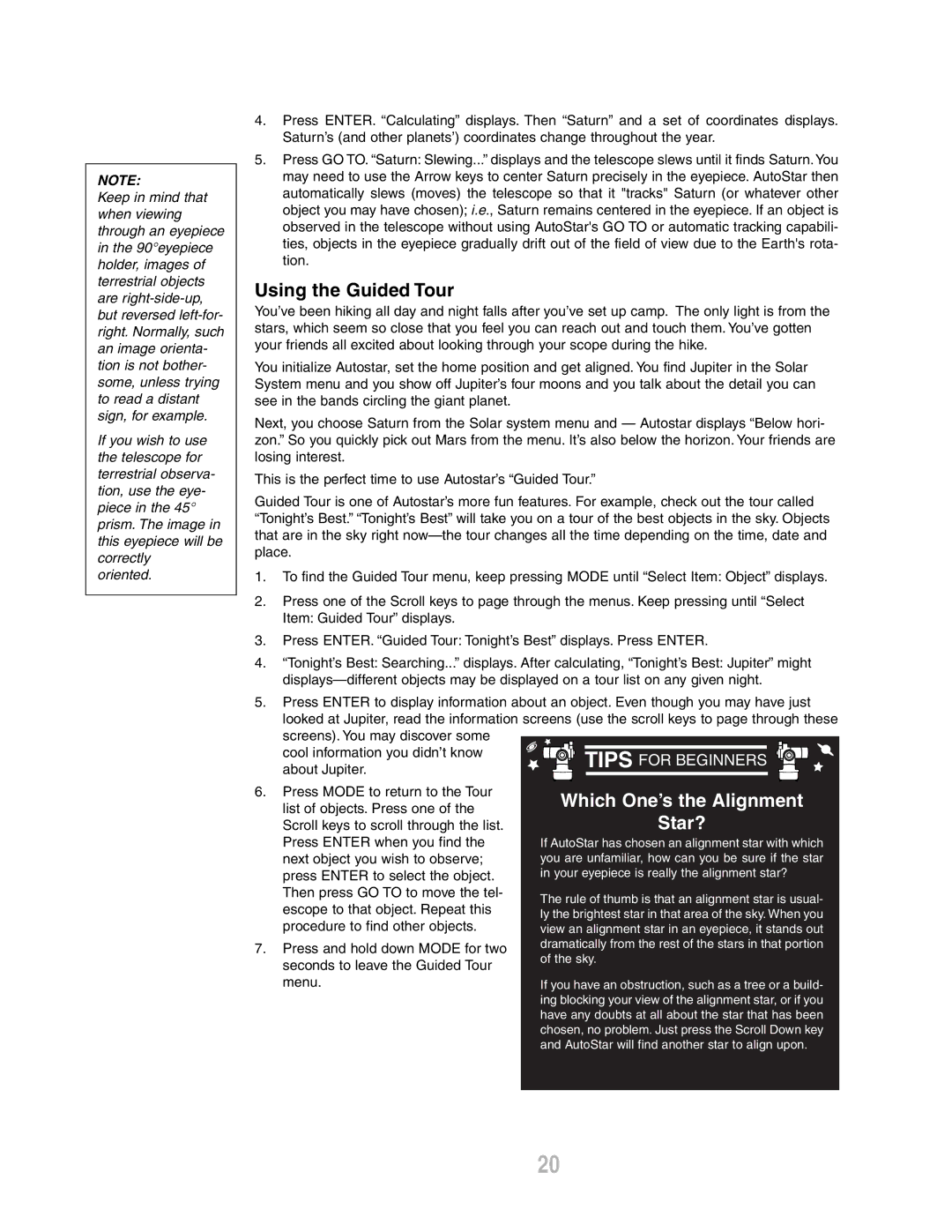 Meade ETX-80AT-BB instruction manual Using the Guided Tour, Which One’s the Alignment Star? 