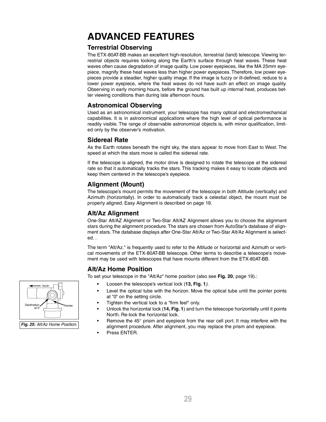 Meade ETX-80AT-BB instruction manual Advanced Features 