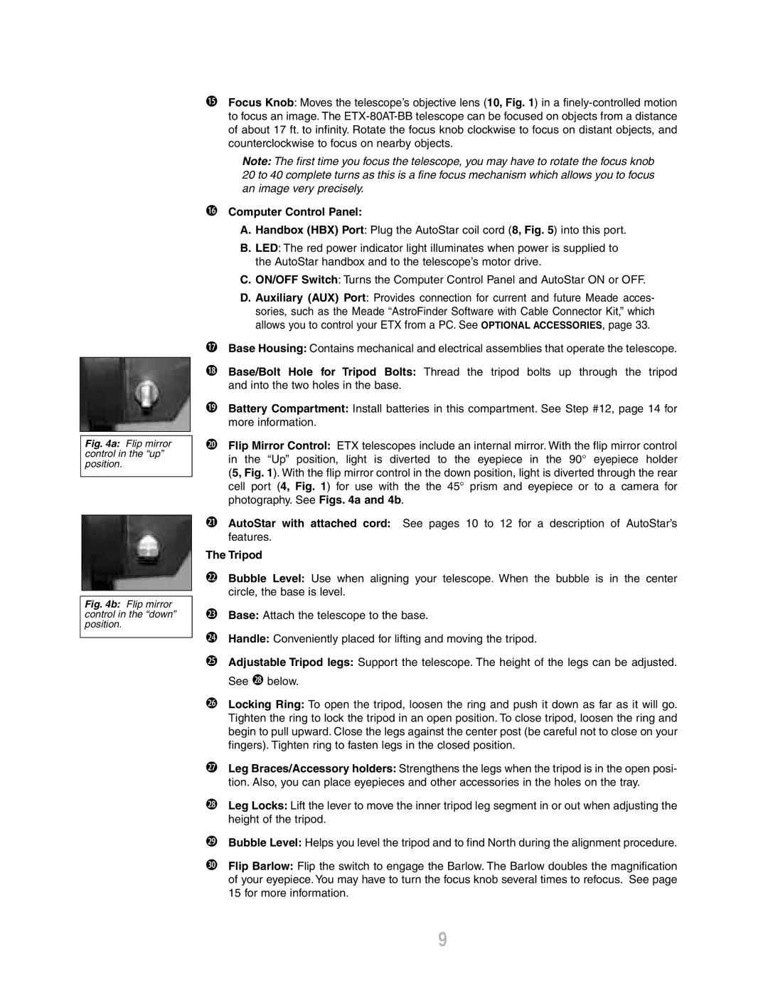 Meade ETX-80AT-BB instruction manual Computer Control Panel, Tripod 