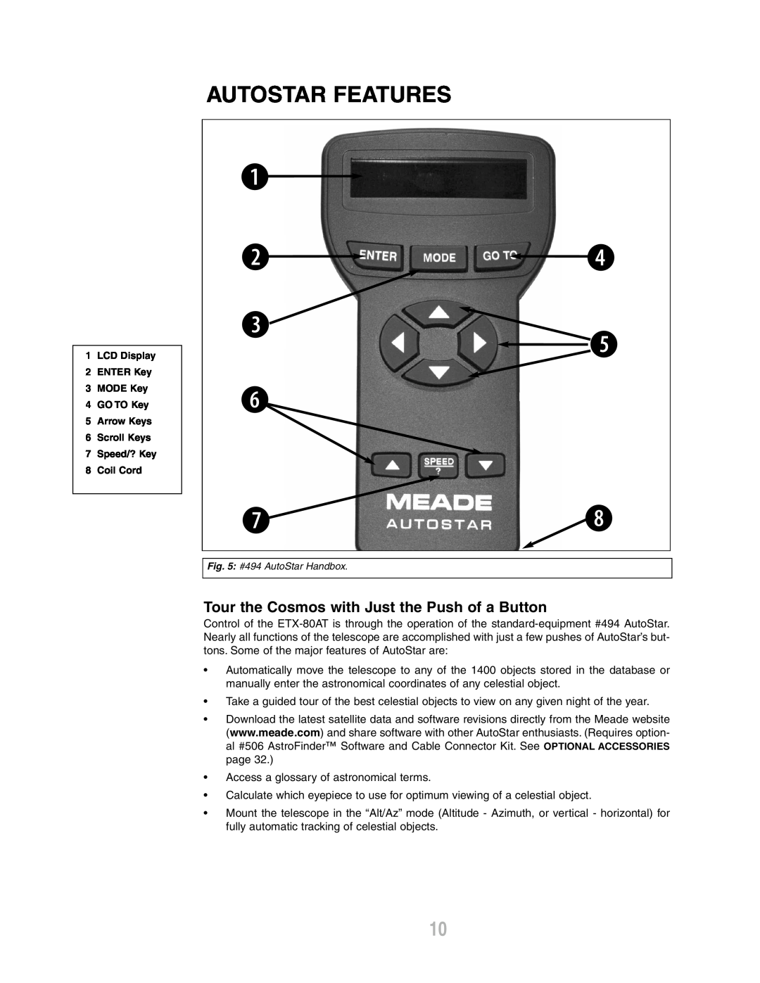 Meade ETX-80AT-TC instruction manual Autostar Features, Tour the Cosmos with Just the Push of a Button 