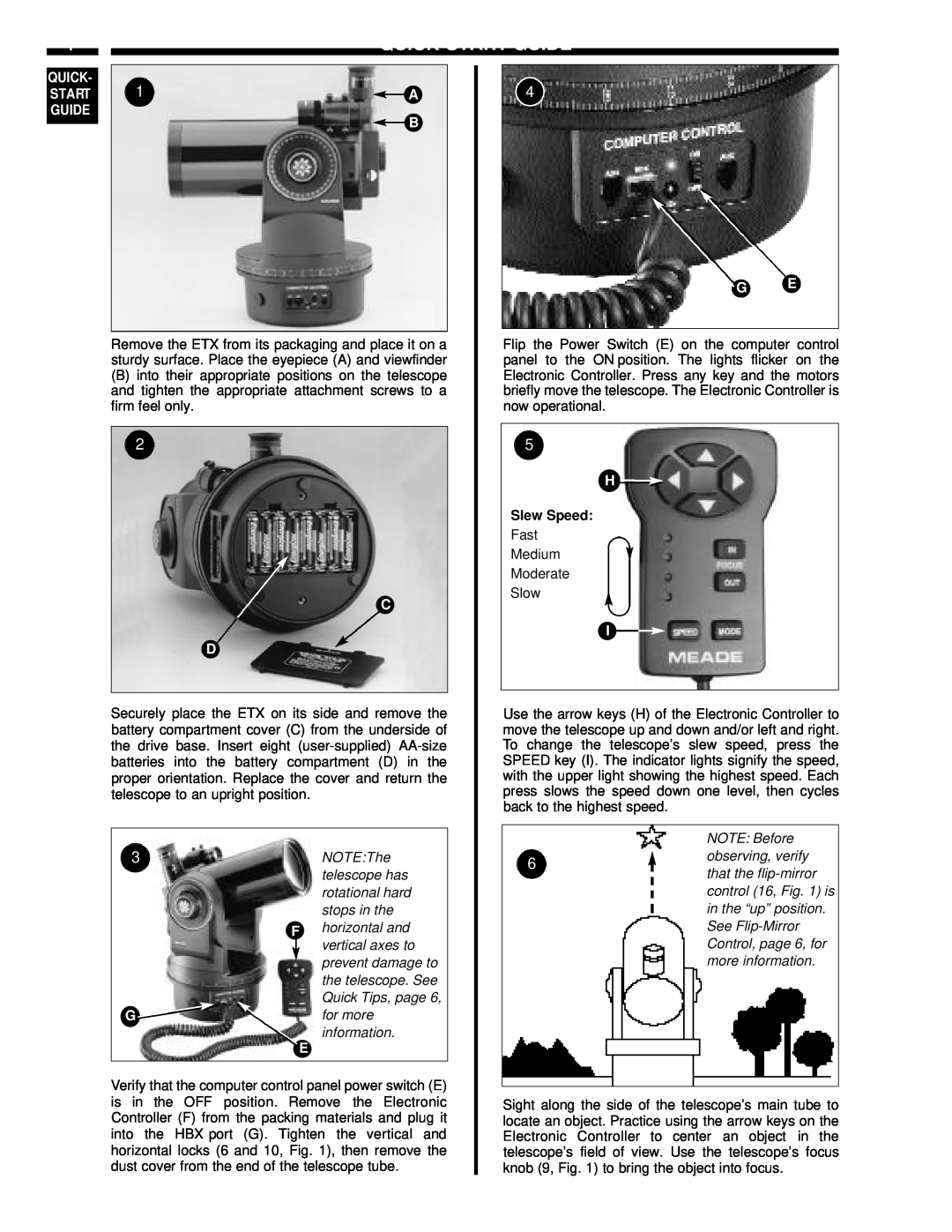 Meade ETX-90EC instruction manual Guide, Slew Speed 