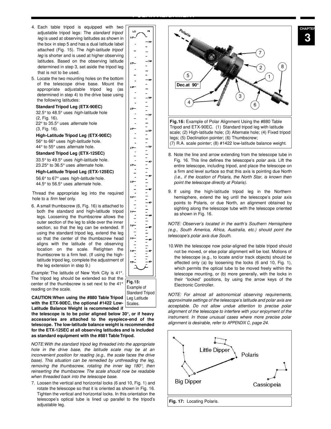 Meade Standard Tripod Leg ETX-90EC, High-Latitude Tripod Leg ETX-90EC, Standard Tripod Leg ETX-125EC, Dec.at 