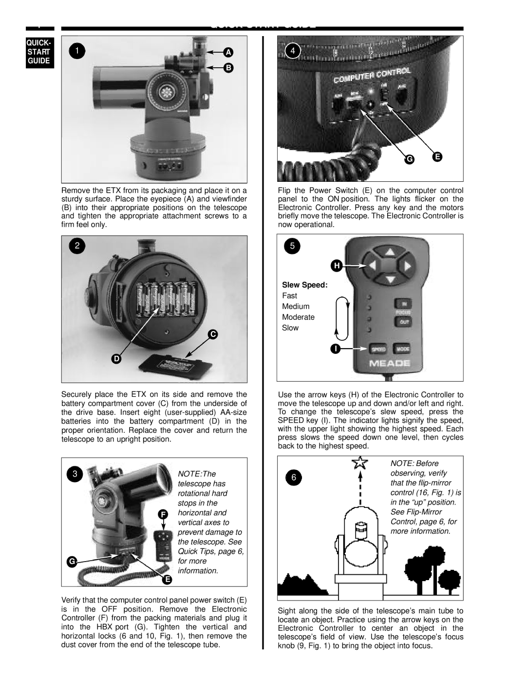 Meade ETX-90EC instruction manual Guide, Slew Speed 