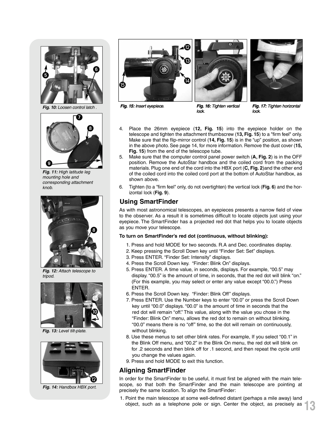 Meade ETX-90PE instruction manual L M On, Using SmartFinder, Aligning SmartFinder 
