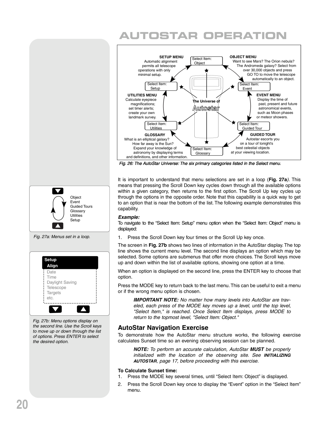 Meade ETX-90PE instruction manual Autostar Operation, AutoStar Navigation Exercise, Example 
