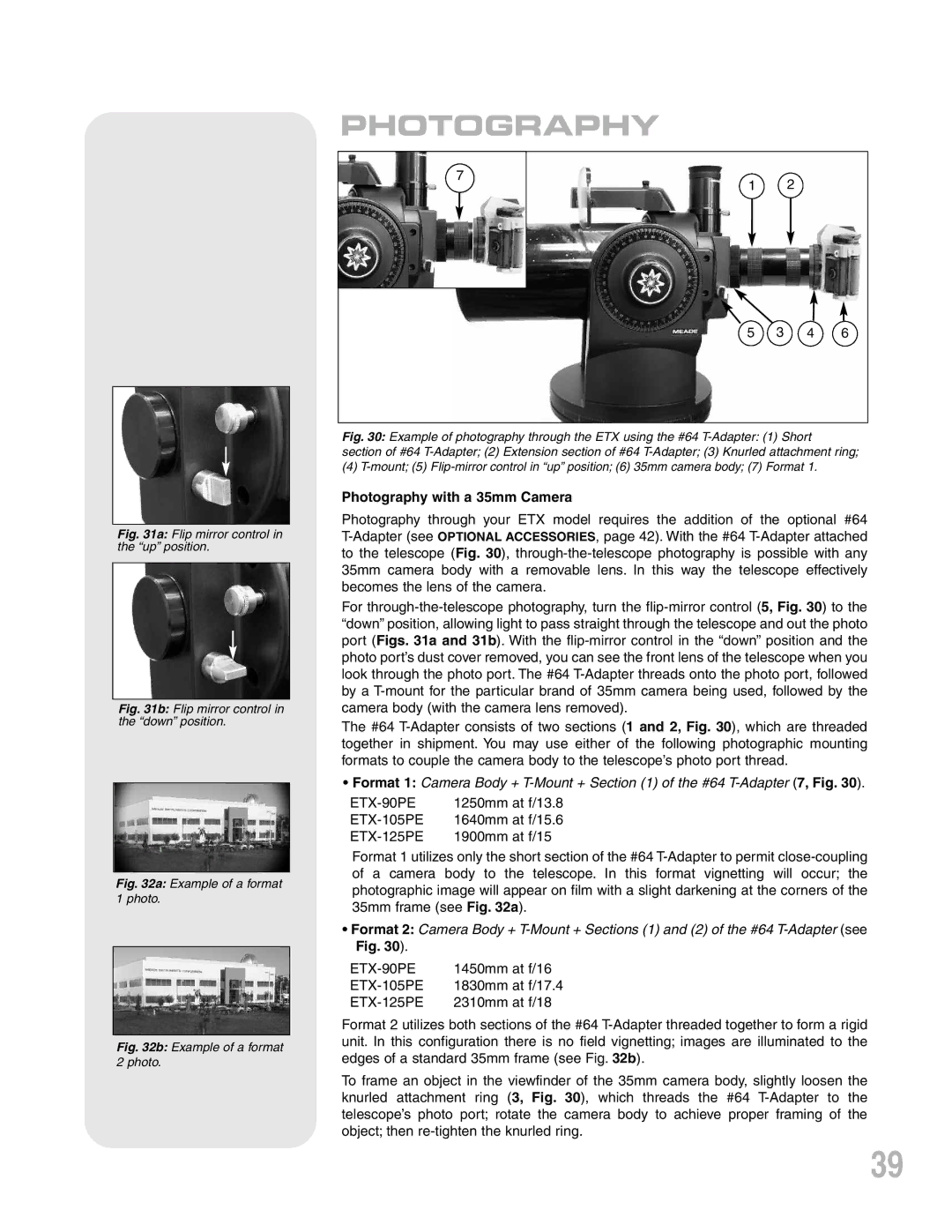 Meade ETX-90PE instruction manual Photography with a 35mm Camera 