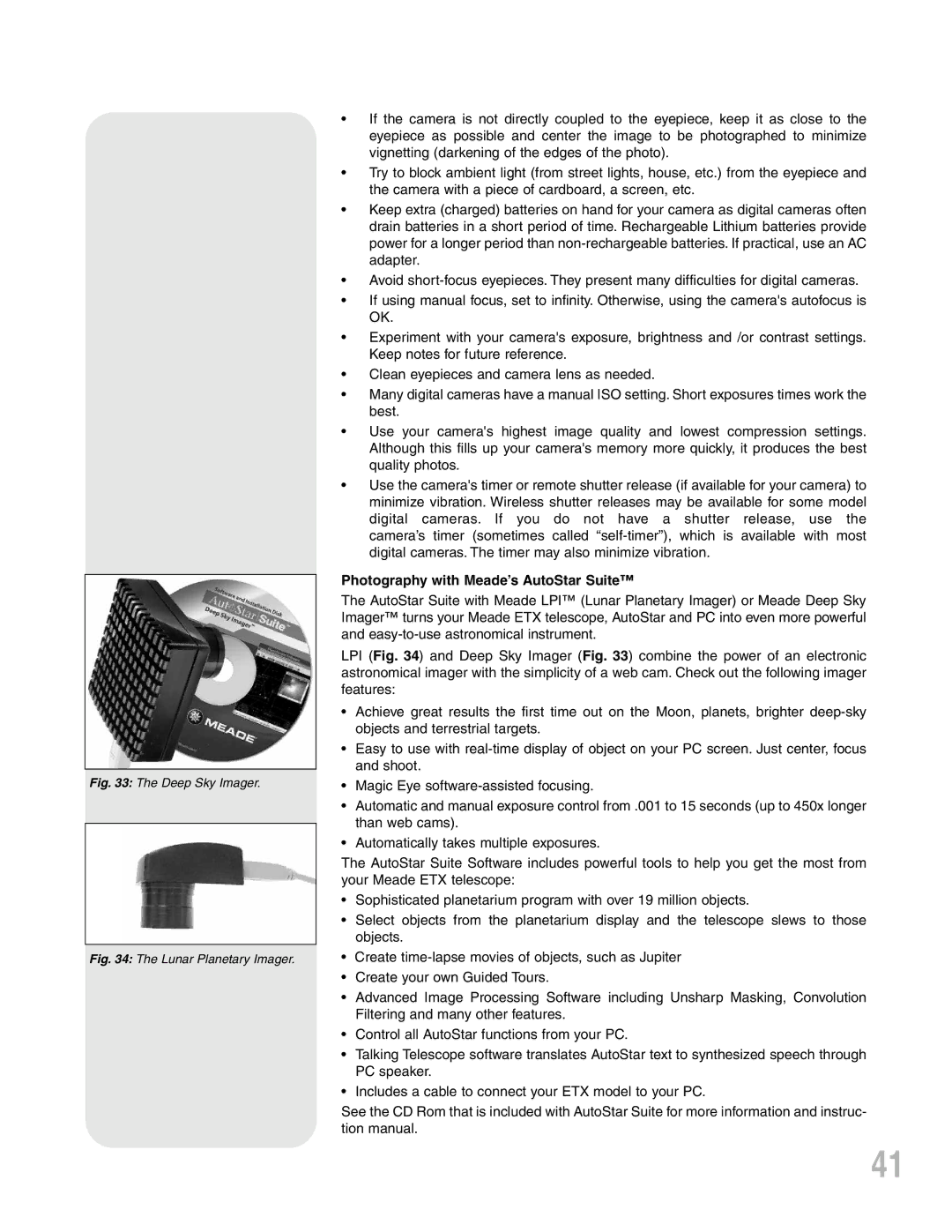 Meade ETX-90PE instruction manual Photography with Meade’s AutoStar Suite, Deep Sky Imager 