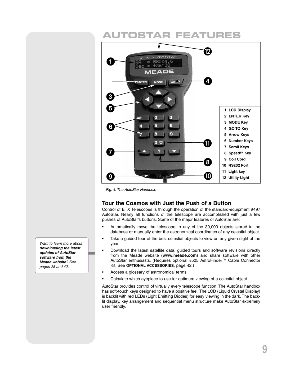 Meade ETX-90PE instruction manual Autostar Features, Tour the Cosmos with Just the Push of a Button 