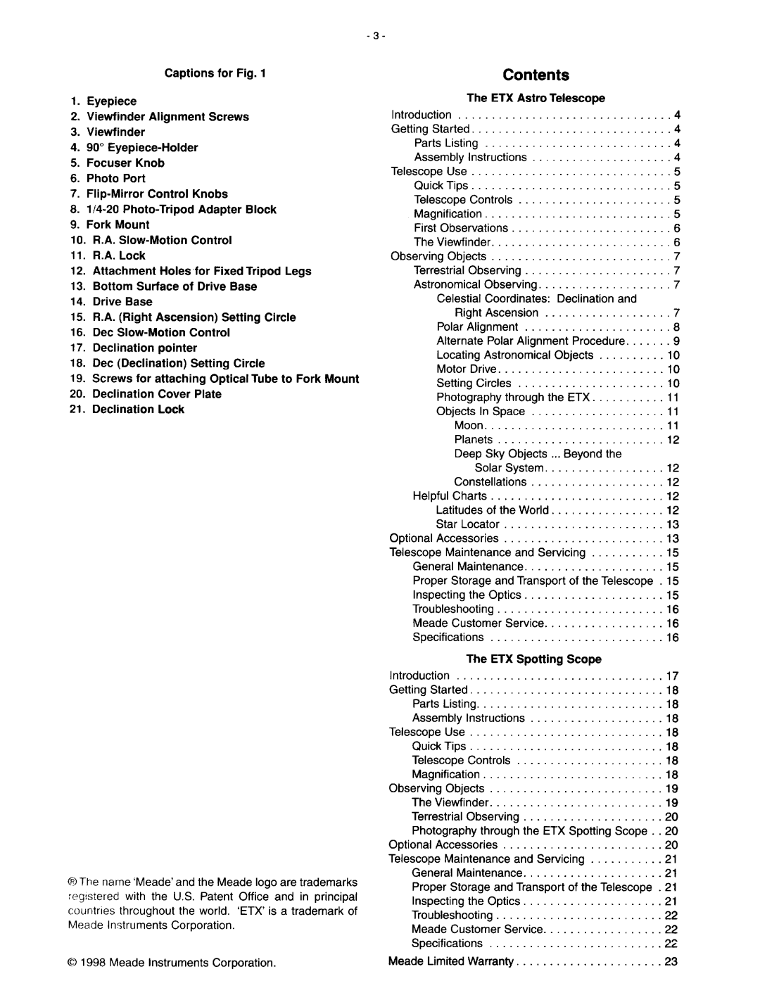 Meade ETX Astro Telescope/ETX Spotting Scope manual 