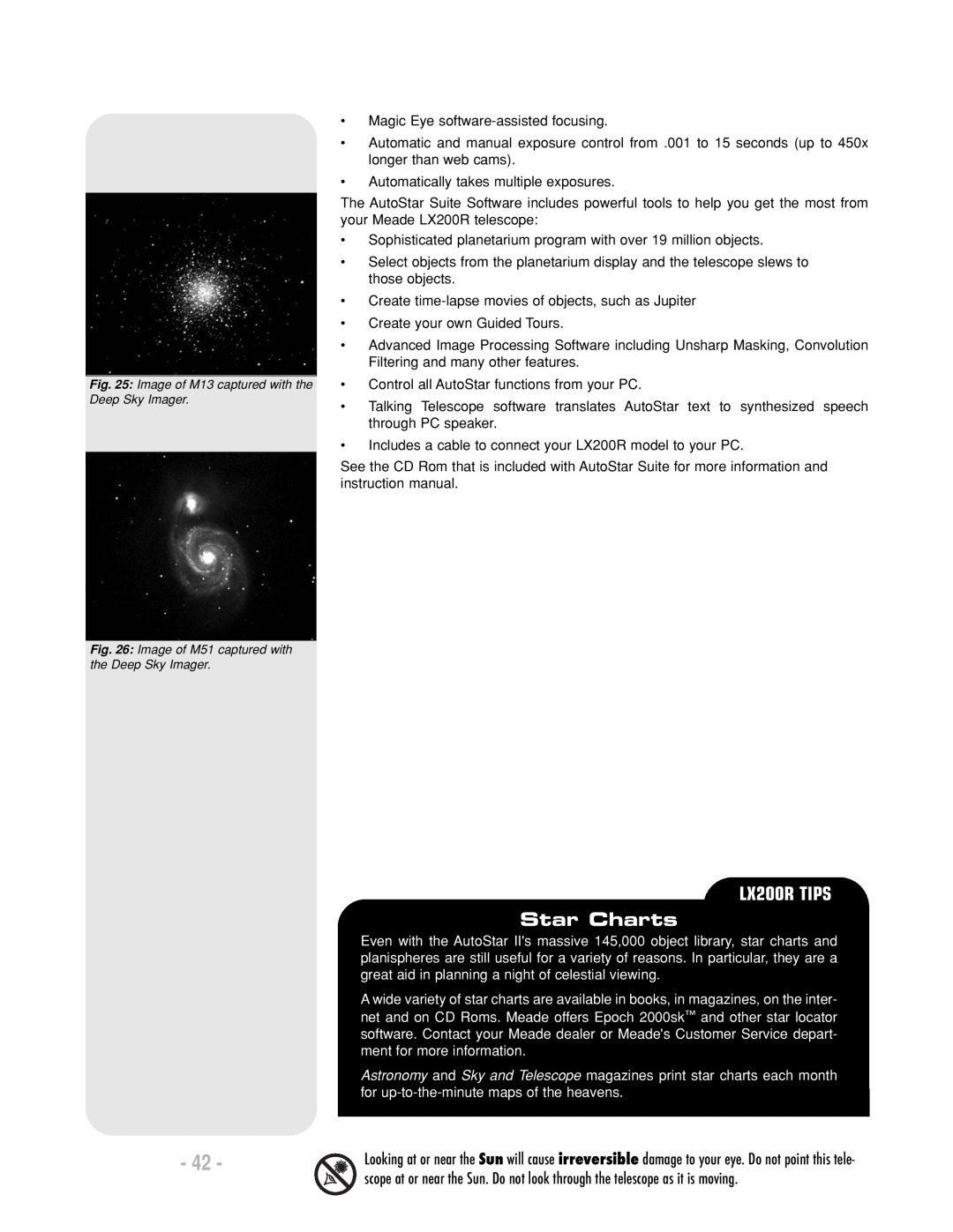 Meade LX200 R instruction manual LX200R TIPS Star Charts 